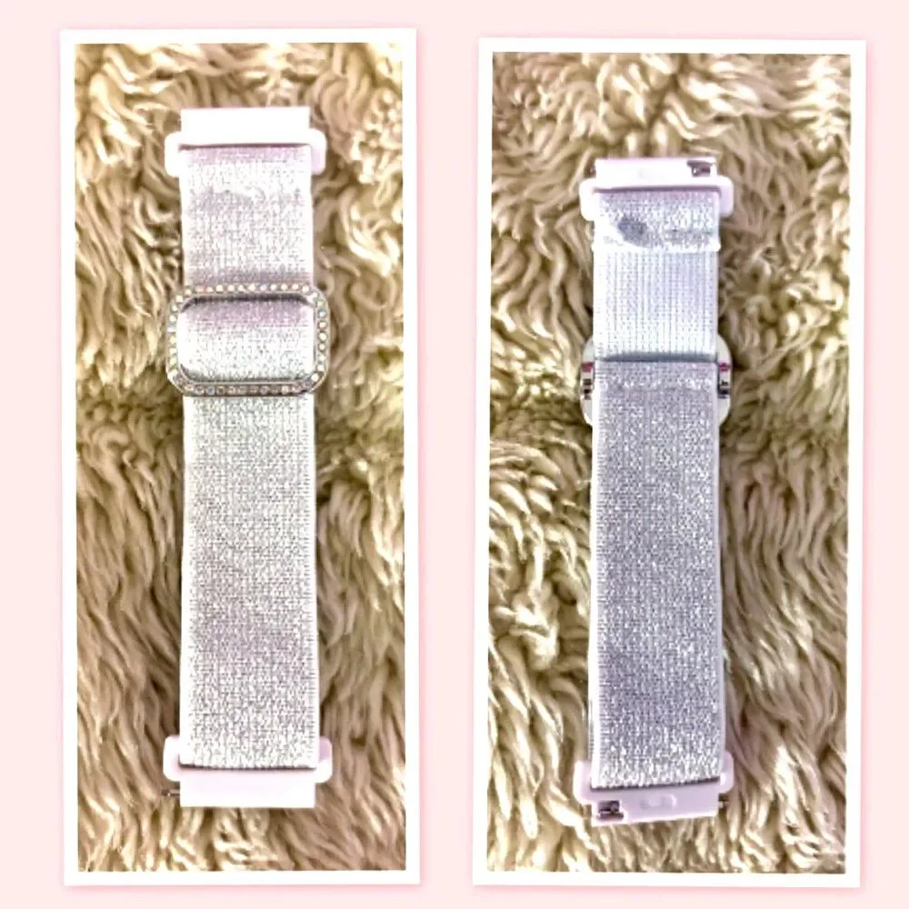 Sparkly Elastic Nylon Band ~ Silver ~ Quick Release Band